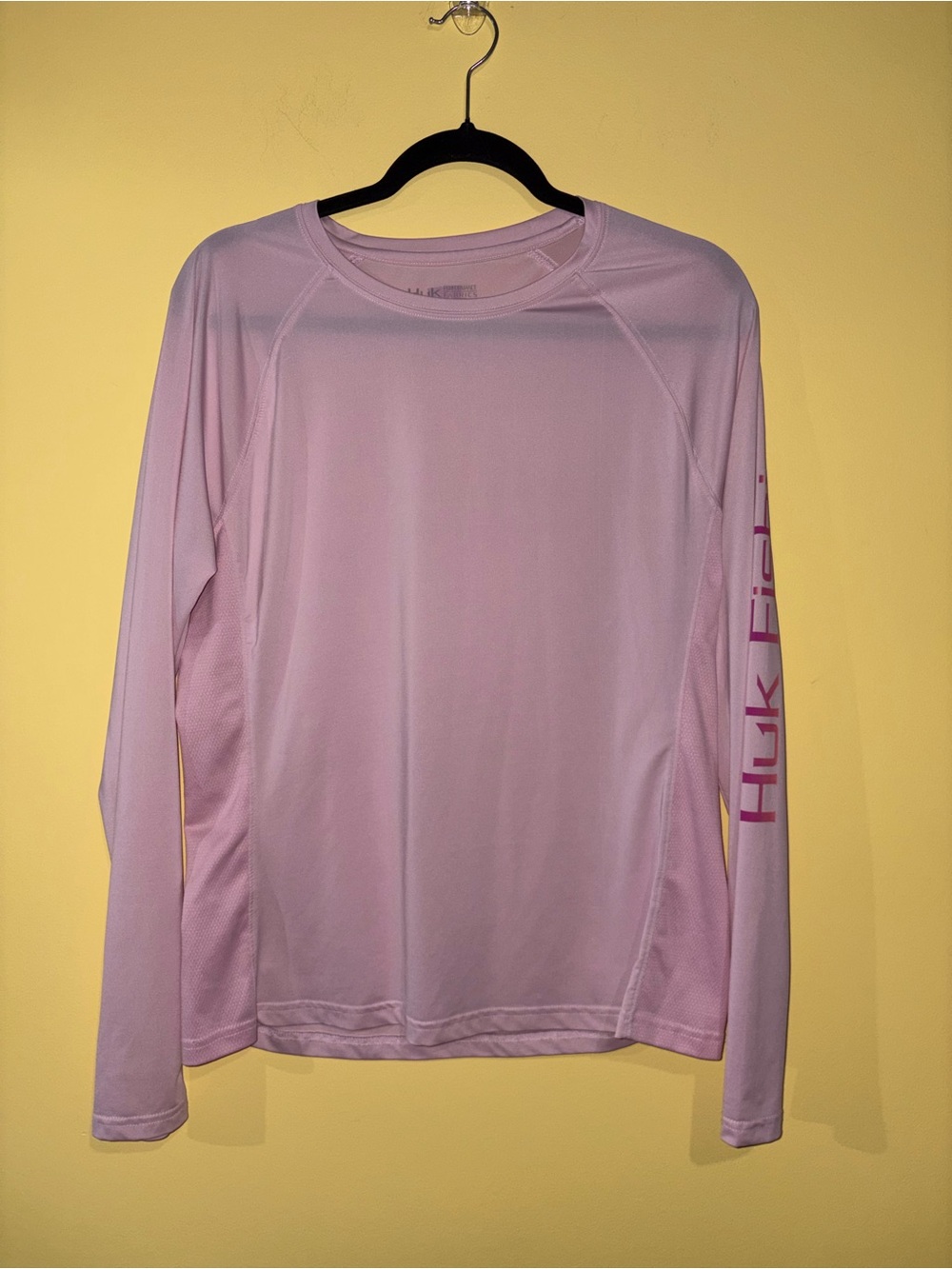Huk Pink Performance Crew Neck Long Sleeve Shirt